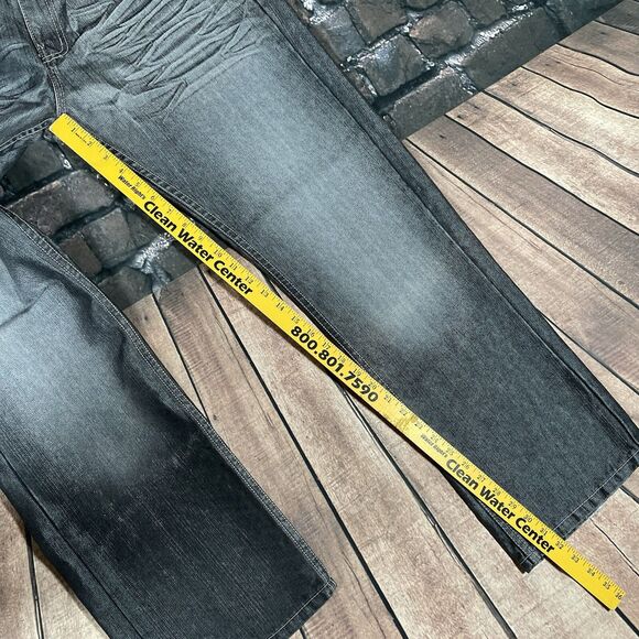 Vintage Old Skool Jeans Mens 34x32 Gray Wide Leg Baggy Hip Hop Skater Y2K Pants - Picture 13 of 16